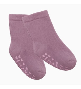 Unisex Mor Love Kaydırmaz Taban Polar Çorap