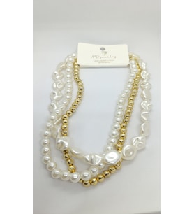 Riviera Gold Barok İnci Çok Sıralı Kolye (43+4 cm)