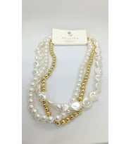 Riviera Gold Barok İnci Çok Sıralı Kolye (43+4 cm)