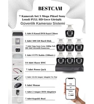BESTCAM 7 Kameralı Set 5 Mega Piksel Sony Lensli FULL HD Gece Görüşlü Güvenlik Kamera Seti 500 GB Hard disk