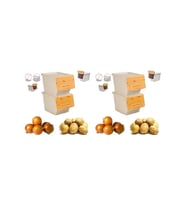 Motek Patateslik Soğanlık Sepeti Oyuncak Kutusu Tekerlekli Organızer Çok Amaçlı Kutu 4X12Lt-Bambu+Krem (Çok Renkli)