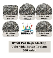 RYSB Pul Başlı Matkap Uçlu Vida Beyaz 3.9 mm (13-16-19-22-25 mm) 500 Adet