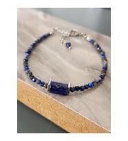 Doğaltaş Lapis Taşı Minimal Çelik Bileklik (3 mm)