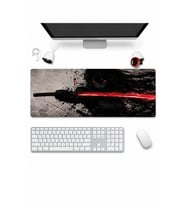 SonicTouch Klavye Mousepad 32x70cm Dikişsiz Pürüzsüz Sıvı Geçirmez Kaymaz Taban Kızıl Katana