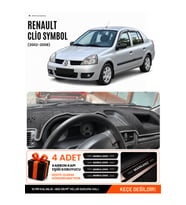 e-biz RENAULT CLİO SYMBOL AİRBAGSİZ (2002-2008) Uyumlu Torpido Örtüsü, Torpido Kılıfı - Siyah-Gri - RE011