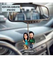 Sevgiliye Özel Karikatür Ayna Süsü – Sevgililer Günü Hediyesi Araç İçi Süs