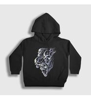 Presmono Unisex Çocuk Siyah Smoke Skulls Duman Kurukafalar Kapüşonlu Sweatshirt 424841tt