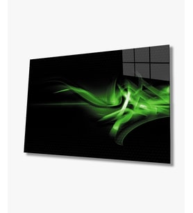 Yeşil Siyah Cam Tablo 4mm Dayanıklı Temperli Cam Green Black Glass Wall Art