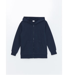 LCW Kids Lacivert Kapüşonlu Erkek Çocuk Kalın Fermuarlı Sweatshirt