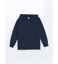 LCW Kids Lacivert Kapüşonlu Erkek Çocuk Kalın Fermuarlı Sweatshirt