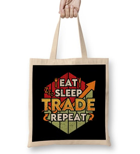 Funny Eat Sleep Trade Repeat Trading & Investing Bez Çanta Uzun Saplı