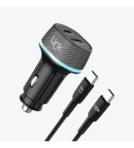 C434 55W Çift PD (30W) & QC (25W) Type-C Kablolu Süper Hızlı Araç Şarj Cihazı (Siyah)