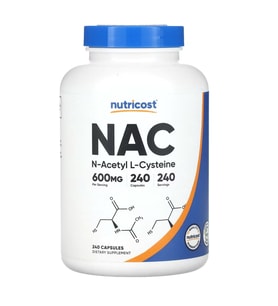Nutricost N-Acetyl L-Cysteine 600mg, 240 Vegetarian Capsul.(Ösg Özel Sporcu Gıdaları)