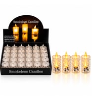 24 ADET BÜYÜK BOY PİLLİ KRİSTAL MİKA LED MUM ÇAP : 3.8CM YÜKSEKLİK : 9CM İ10-015 (5680)