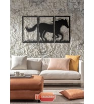 3'LÜ HORSE AT LAZER KESİM  METAL TABLO