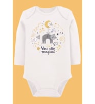 Organik Baskılı Pamuklu Unisex Bebek Body UZUNE203