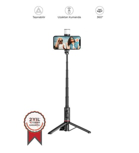 Torima Q12S Siyah Uzaktan Kumandalı Kablosuz Led Işıklı Selfie Çubuğu Tripod
