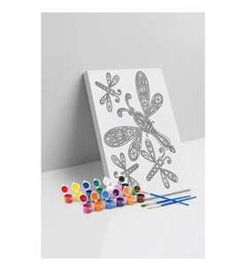 Yusufçuk Desenli Mandala Tuval Boyama Seti 40x50 cm
