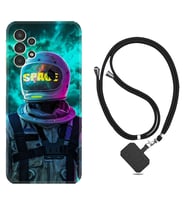 Samsung Galaxy M14 Kılıf Resimli Boyun Askılı İpli Desenli Silikon Series Space 1854