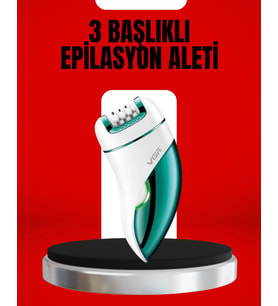 Mey İthalat® 3'Ü 1 Arada Epilatör Su Geçirmez Metal Başlıklı Led Işıklı 90 Dakika Şarjlı