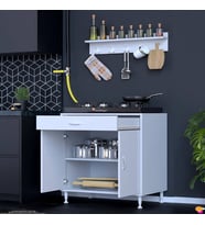 Modilayn QPLAS (XXXL) Set Ocak Altı Dolap 80x88x56 cm. Çekmeceli, kapaklı, raflı ve baharat raflı.