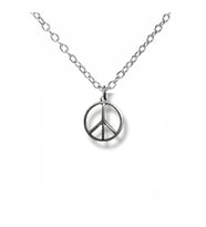 Peace (Barış) Sembolü Figürlü Kolye – 60 cm Zincirli Zamak Kaplama Unisex Minimalist Aksesuar (Gümüş)