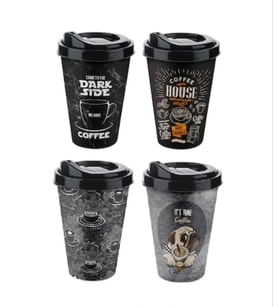 4 Adet Kahve Bardağı Kapaklı Desenli 650ml