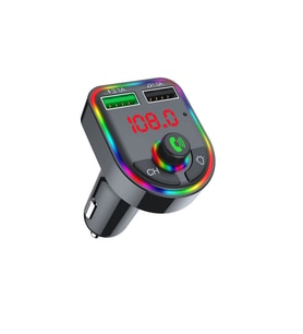 Car F6 RGB Bluetooth Araç Kiti FM Transmitter QC 3.1A Type-C Usb Şarj 12-24V