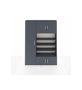 Arges Dolap 10 Raflı 5 Kapaklı 132x30x195 Antrasit-Antrasit/Antrasit