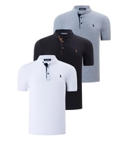 ÜÇLÜ SET T8560 DEWBERRY ERKEK T-SHIRT-BEYAZ-SİYAH-GRİ (Karışık)