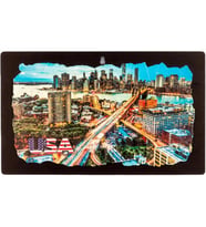 New York Temalı Ahşap Fresco Tablo (Karışık)