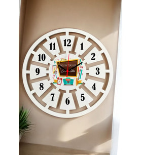 English Teacher Duvar Saati 40cm 007 (Beyaz)