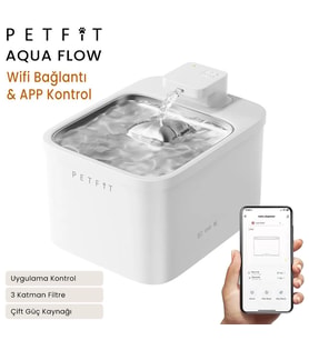 Petfit Aqua Flow 4L Çelik Hazne Wi-Fi Bataryalı Akıllı Otomatik Kedi Köpek Su Pınarı Su Çeşmesi Su Şelalesi (Ultra Sessiz+UV Filtre+Akıllı Sensör)