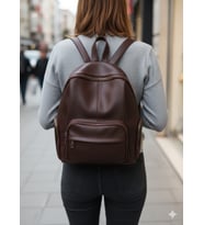 NEWİSH POLO DONNA MODEL BAYAN SIRT ÇANTASI-YIKAMA SUNİ DERİ (Koyu Kahverengi)