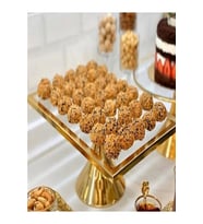 Gold Dikdörtgen Pasta Standı, Kek ve Kurabiye Sunum Stantı, Pasta Tabağı (Altın)