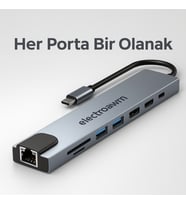 Macbook Pro Air Uyumlu USB Type-C 8 Hub Dönüştürücü Çevirici Çoklayıcı