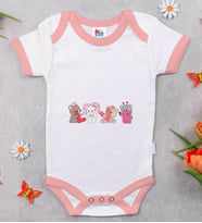 BK Kids Love Tasarımlı Pembe Bebek Body Zıbın-2