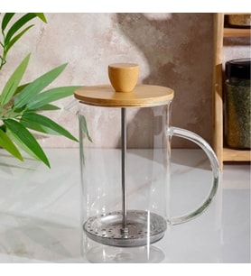 Kişiye Özel İsim Yazılı Bambu Kapaklı 600 ml Cam French Press – Özel Tasarım Kahve & Bitki Çayı Demliği  2493