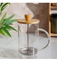 Kişiye Özel İsim Yazılı Bambu Kapaklı 600 ml Cam French Press – Özel Tasarım Kahve & Bitki Çayı Demliği  2493
