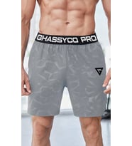 Ghassy Co. Erkek Runnig Pro Elastik Bel Nefes Alabilen Koşu Fitness Spor Şortu (Açık Gri)