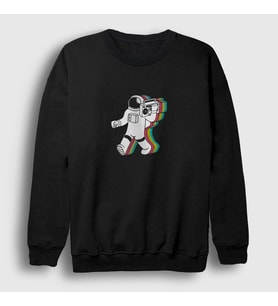 Presmono Unisex Siyah Music Box Astronaut Space Astronot Uzay Sweatshirt 283518tt