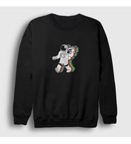 Presmono Unisex Siyah Music Box Astronaut Space Astronot Uzay Sweatshirt 283518tt