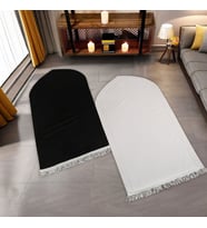 Kalbi Tamamla Eşlere Özel Çiftli Sünger Dolgulu Seccade Siyah Beyaz Gold İşlemeli (70*120cm330gr) Tek Ürün Ölçüsü (Siyah - Beyaz)
