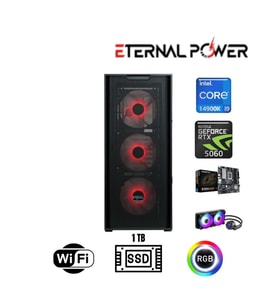 Eternal Power Intel i9 14900K RTX 5060 Gaming PC  16GB DDR5  1TB NVMe M.2  B760M WiFi  750W M 240mm Sıvı Soğutma