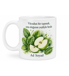 Sağlıklı Smoothie İçenlere Ispanak Elma Detoks Enerji Kupası Hediye Bardak