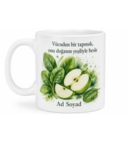 Sağlıklı Smoothie İçenlere Ispanak Elma Detoks Enerji Kupası Hediye Bardak