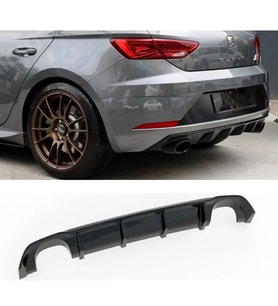 Seat Leon Mk3.5 Cupra Difüzör Difizör Plastik Parlak Siyah Sağ Sol Tekli 2017-2020 Arka-difizör-bodykit-ek