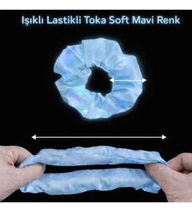 Soft Mavi Renk Led Işıklı Lastikli Saç Tokası - 3 Modlu Festival Parti Saç Tokası