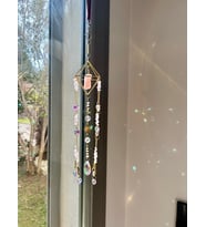 Pembe Kuvars Sun Catcher 5 - Güneş Tutucu, Güneş Yakalayıcı, Doğal Taşlı, El Yapımı