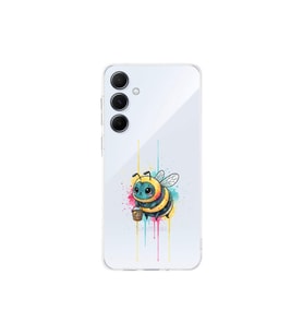 Samsung Galaxy A55 ile uyumlu Splash arı tasarımlı şeffaf silikon kılıf